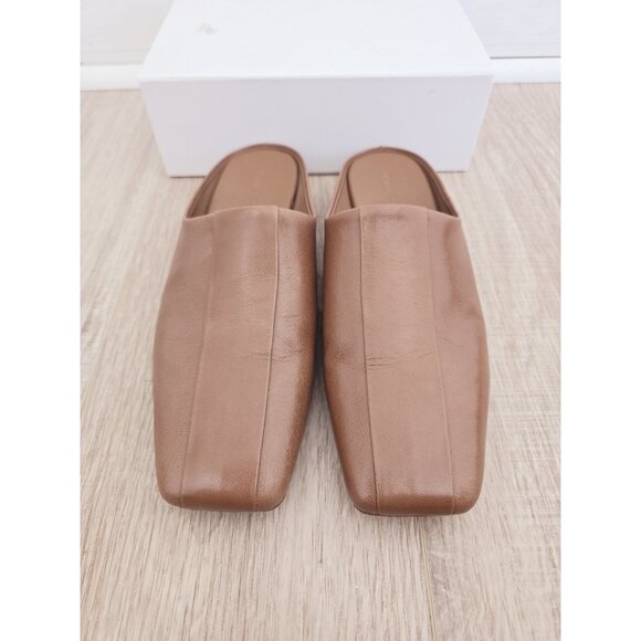 Vince Nida Brown Leather Square Toe Backless Slip On Mule Loafer Shoes 9 39 - Picture 6 of 10